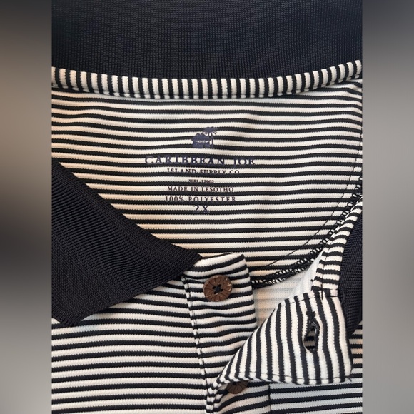 Caribbean Joe Men’s Black White Striped Short Sleeve Henley Size XXLarge - Picture 7 of 7